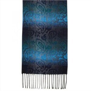 Steve Madden Blue Acrylic Ombre Paisley Muffler Fringed